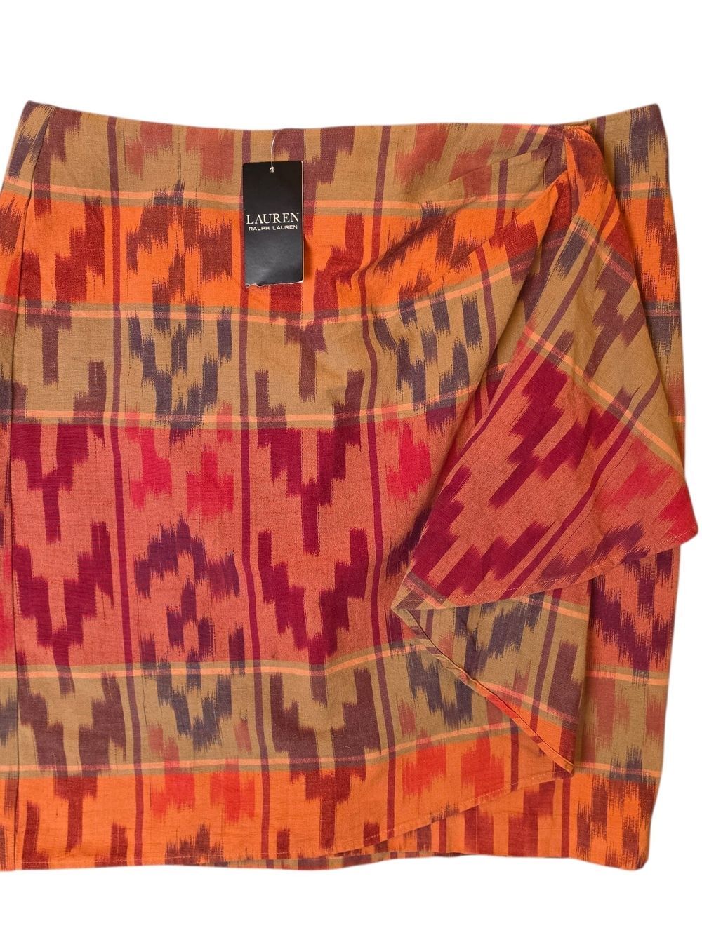 Lauren Ralph Lauren Geo-Motif Cotton-Linen Wrap Skirt Womans 10 Ikat Western